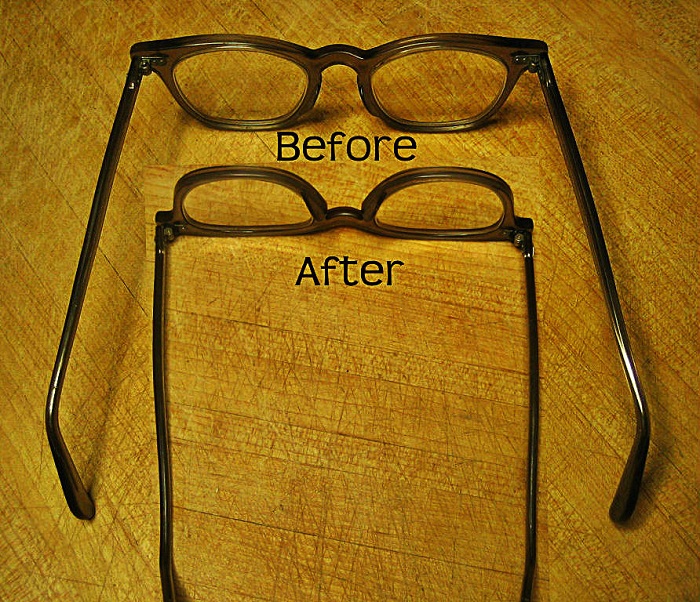 Gọng kính trước và sau khi chỉnh sửa