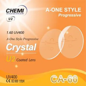 Tròng Kính Chemi - A-ONE PRGRESSIVE 1.60 CRYSTAL U2 COATED