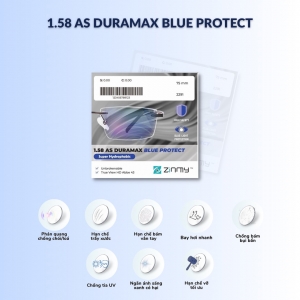 Tròng Kính Zinmy Blue Protect - Mắt Kính Chống Ánh Sáng Xanh 1.58 AS Duramax Hạn Chế Vỡ Tối Ưu