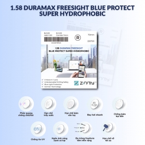 Kính Đa Tròng ZINMY FREESIGHT BLUE 1.58 AS DURAMAX - Tròng Kính Kỹ Thuật Số FREEFORM Lọc Ánh Sáng Xanh, Hạn Chế Vỡ