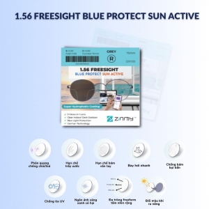 Kính Đa Tròng ZINMY FREESIGHT BLUE SUN 1.56 - Tròng Kính Kỹ Thuật Số FREEFORM Tầm Nhìn Rộng, Đổi Màu Đậm, Lọc Ánh Sáng Xanh